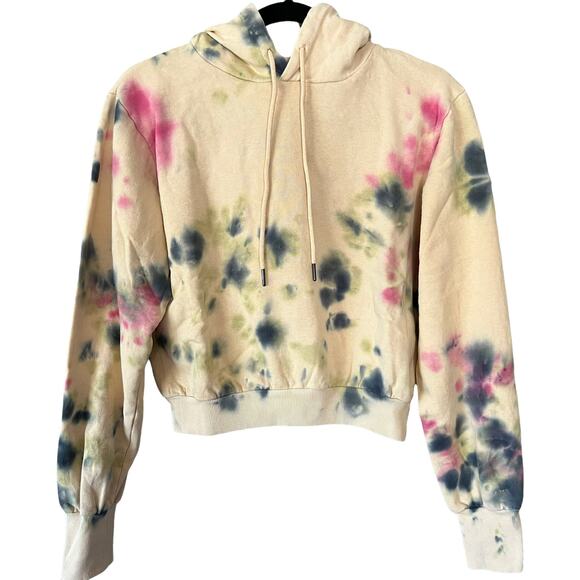 AFRM Fink Cropped Tie Dye Hoodie In Sand Crumble Women's Pullover Sweater Small - Picture 1 of 8